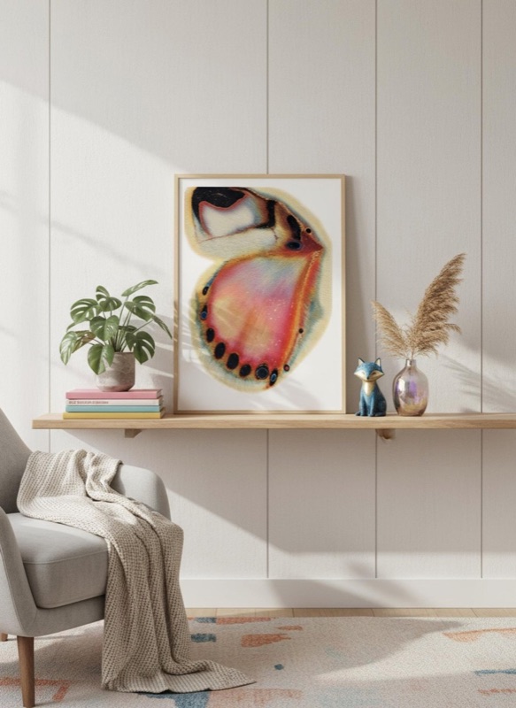 Radiant Emergence print on a shelf